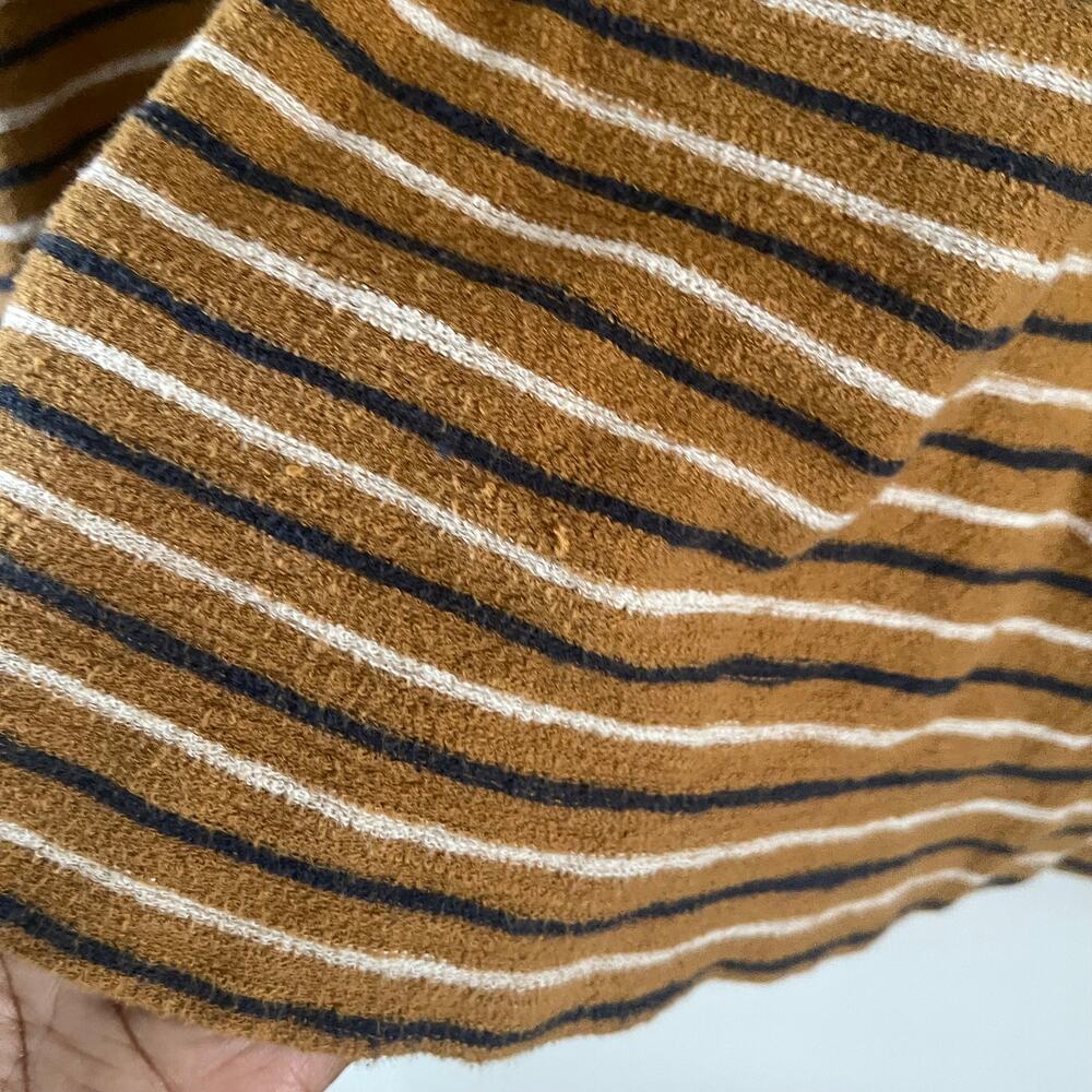 WVN For You Womens L Riki Stripe Sweater Golden Brown Boxy Organic Cotton - Picture 3 of 11